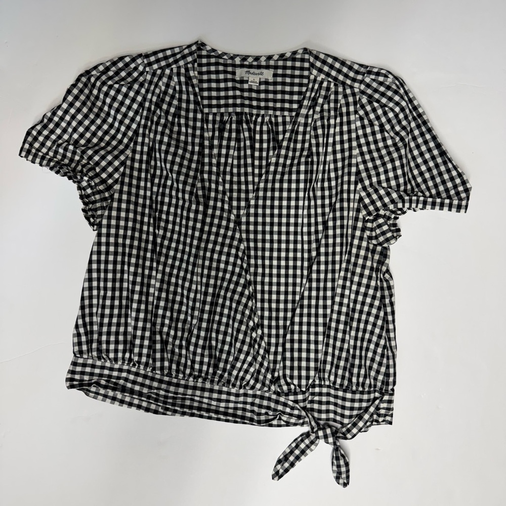 Madewell Black and White Checkered Blouse